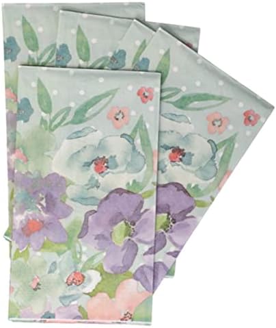 מפיות נייר אורח פסטל פרחוני של אביב מים מפיות | פרחים ורודים, סגולים, ירוקים | מסיבות פסחא/אביב, מקלחת